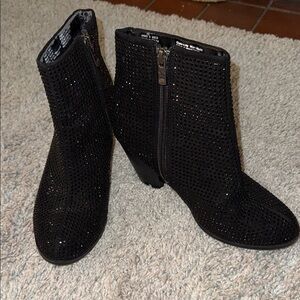 Juicy Couture black rhinestone 3” boot party, girls night, western, dance